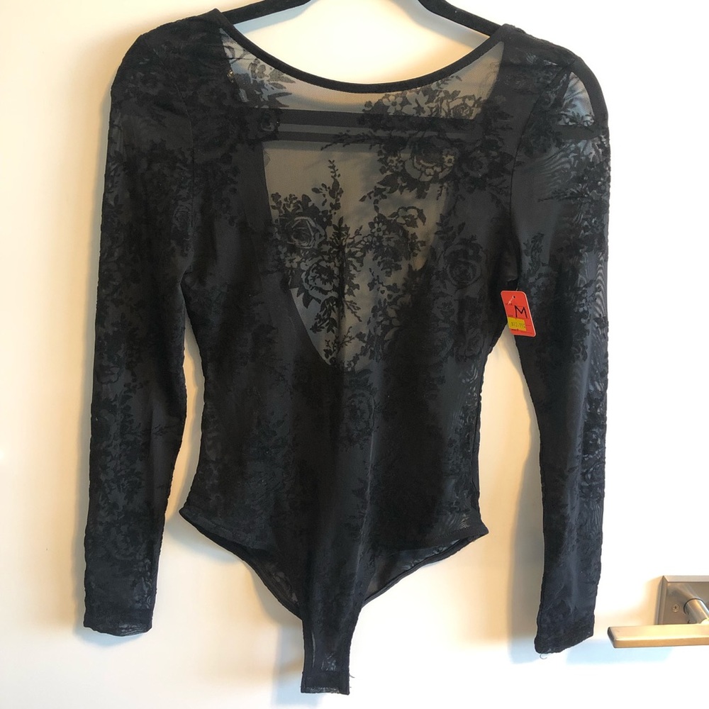 Iris Long Sleeve Black Floral Bodysuit